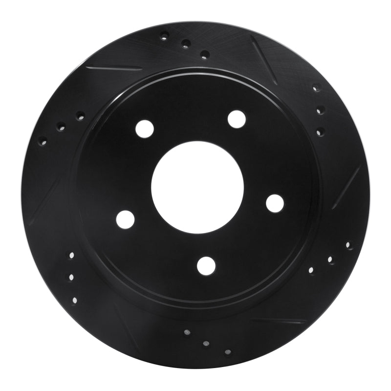 R1 Concepts R1 97-05 Chevrolet S10 Rear Right Drilled & Slotted Black Brake Rotor