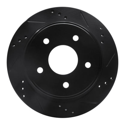 R1 Concepts R1 97-05 Chevrolet S10 Rear Right Drilled & Slotted Black Brake Rotor