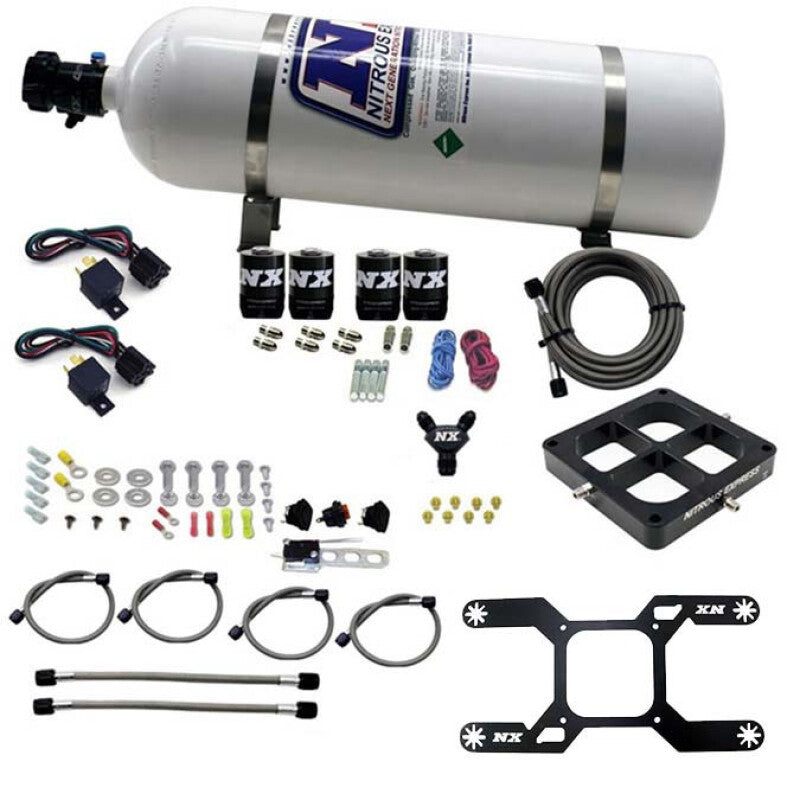 Nitrous Express Dry Quad Stage Billet Crossbar Plate System 100-2000hp (4500 Flange) w/15lb Bottle