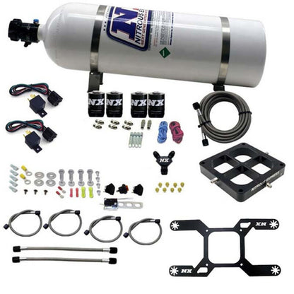 Nitrous Express Dominator Dual Stage Billet Crossbar Nitrous Kit (50-300 & 100-500HP) w/15lb Bottle