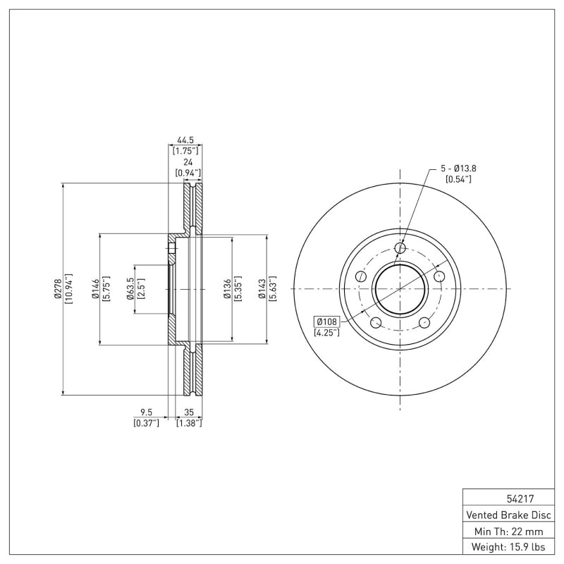 DFC 10-13 Ford Transit Connect Front Brake Rotor