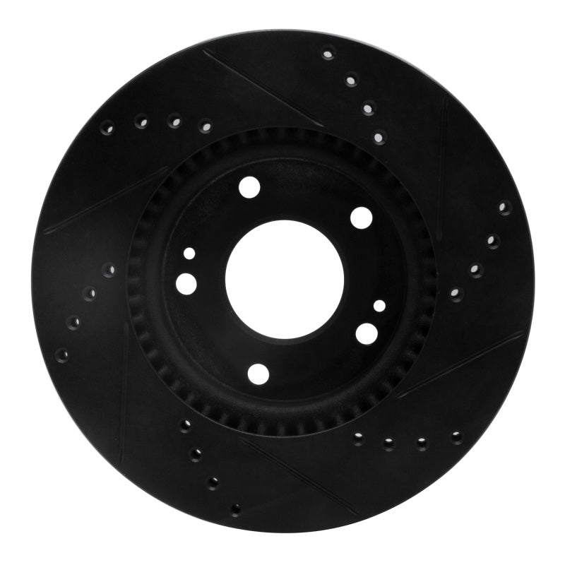 R1 Concepts R1 03-13 Hyundai Tucson Front Left Drilled & Slotted Black Brake Rotor