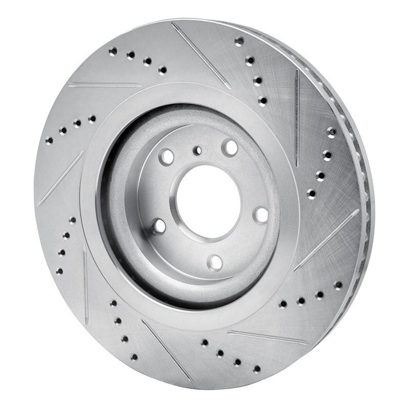R1 Concepts R1 19-24 Infiniti QX55 Front Left Drilled & Slotted Silver Brake Rotor