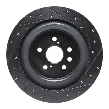 R1 Concepts R1 2020-2025 Lexus RX350 Rear Left Drilled & Slotted Black Brake Rotor