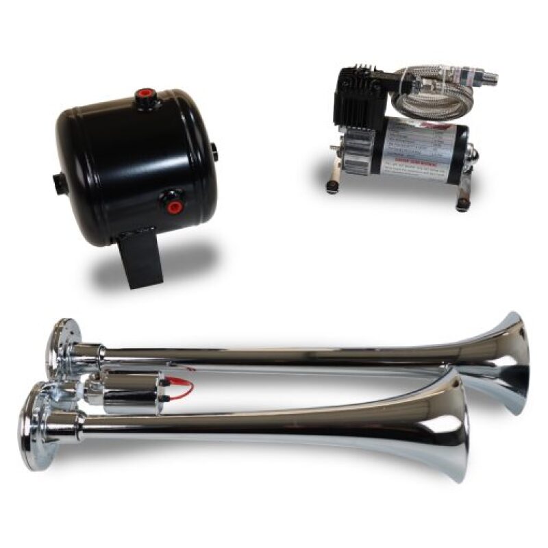 Kleinn Air Horns Kleinn Dual Chrome Horn Kit w/ 120 PSI Air Compressor / 0.5 gal Air Tank