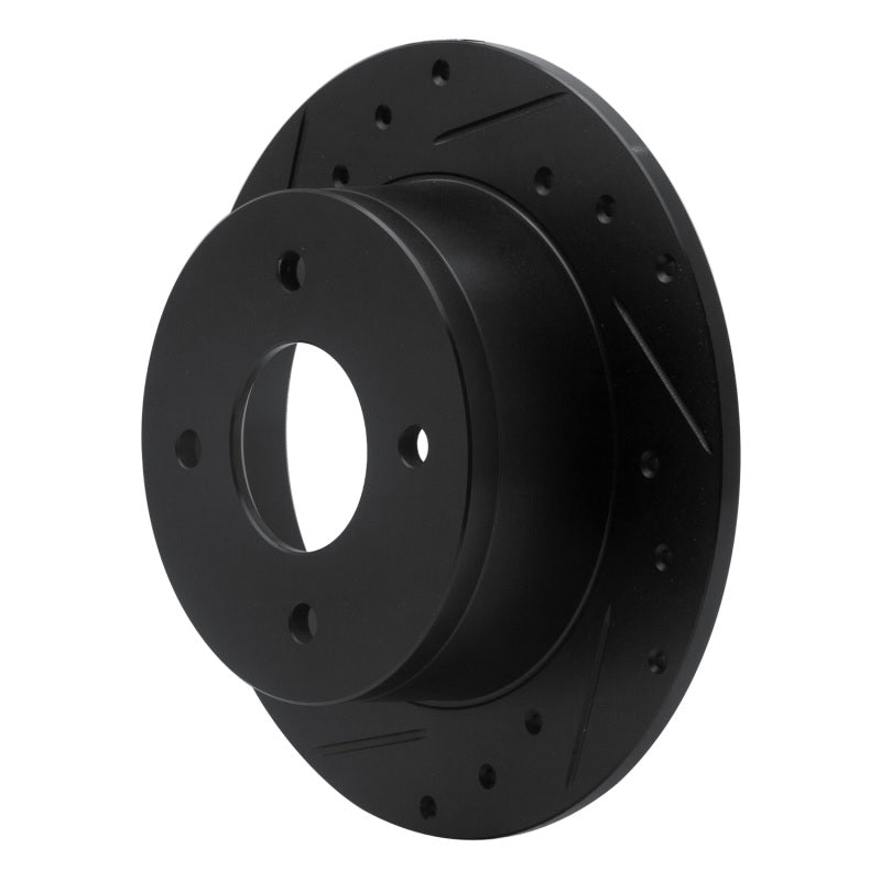 R1 Concepts R1 79-81 Nissan 200SX Rear Left Drilled & Slotted Black Brake Rotor