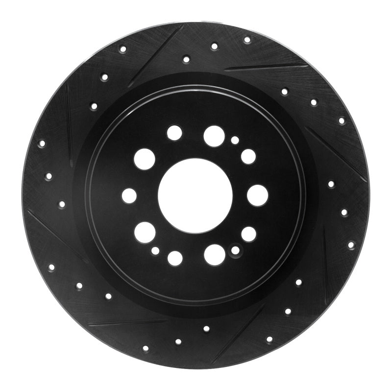 R1 Concepts R1 17-25 Acura RDX Rear Left Drilled & Slotted Black Brake Rotor