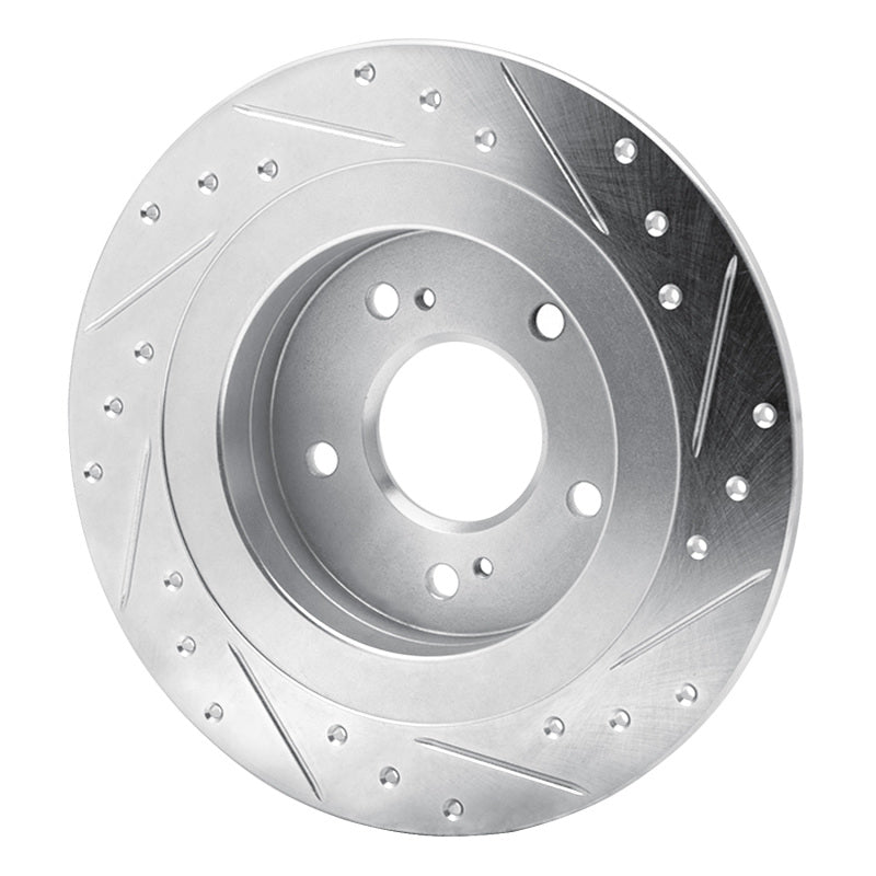 R1 Concepts R1 84-88 Nissan 300ZX Turbo Rear Left Drilled & Slotted Silver Brake Rotor