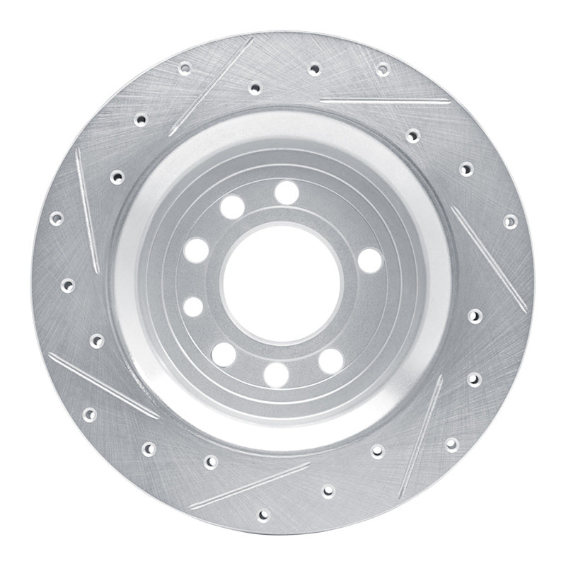 R1 Concepts R1 2008-2011 Saab 9-3 Rear Right Drilled & Slotted Silver Brake Rotor