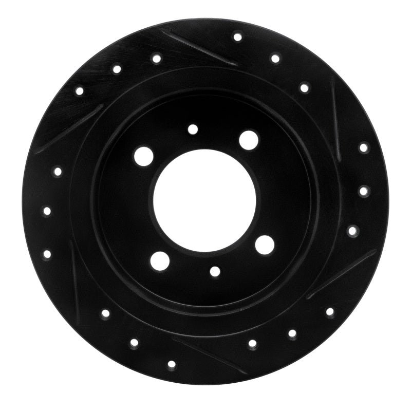 R1 Concepts R1 91-06 Nissan NX Rear Left Drilled & Slotted Black Brake Rotor