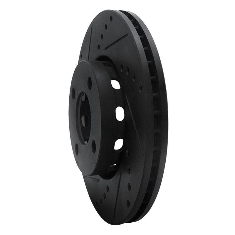 R1 Concepts R1 90-91 Audi 90 Quattro Front Left Drilled & Slotted Black Brake Rotor