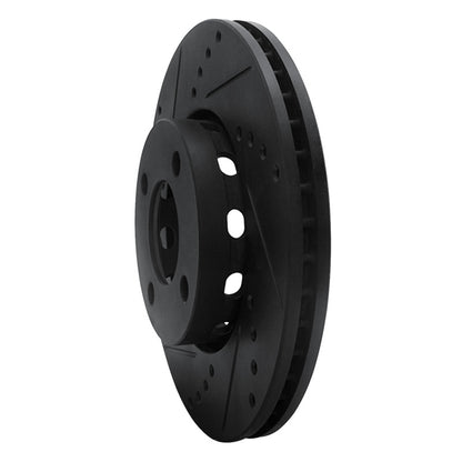 R1 Concepts R1 90-91 Audi 90 Quattro Front Left Drilled & Slotted Black Brake Rotor