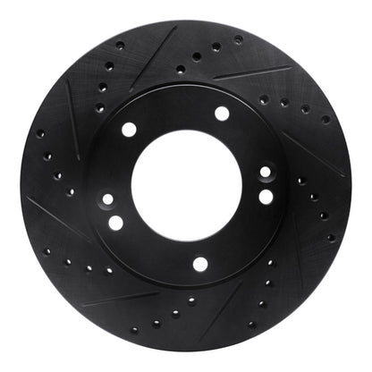 R1 Concepts R1 2007-2009 Kia Sorento Front Left Drilled & Slotted Black Brake Rotor