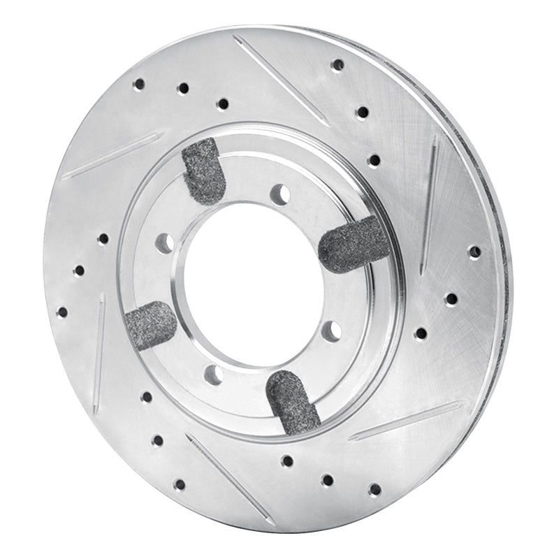 R1 Concepts R1 84-90 Dodge COLT Front Right Drilled & Slotted Silver Brake Rotor