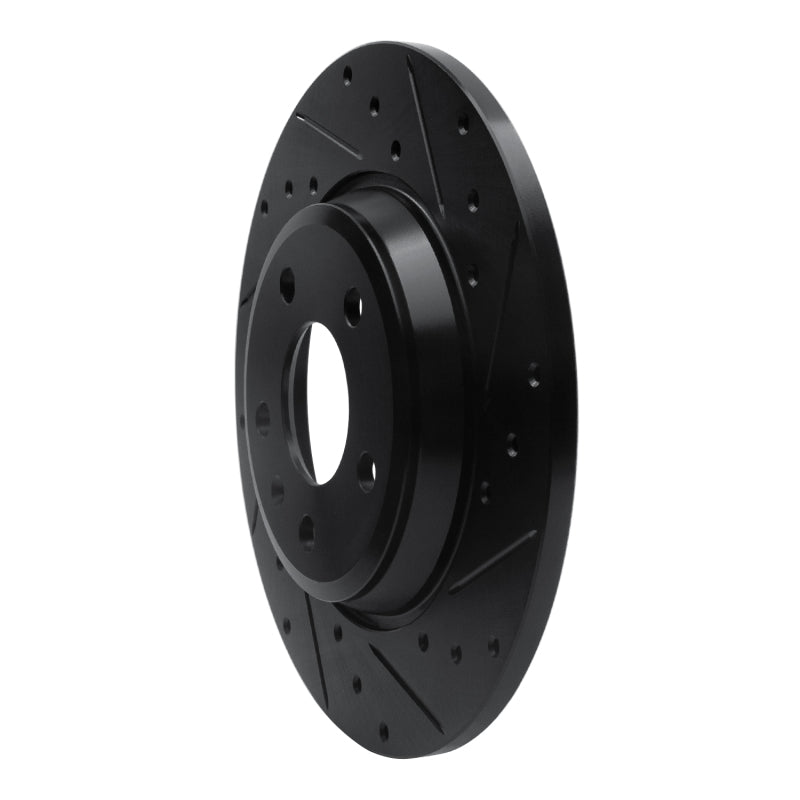 R1 Concepts R1 09-25 Audi A4 Rear Right Drilled & Slotted Black Brake Rotor