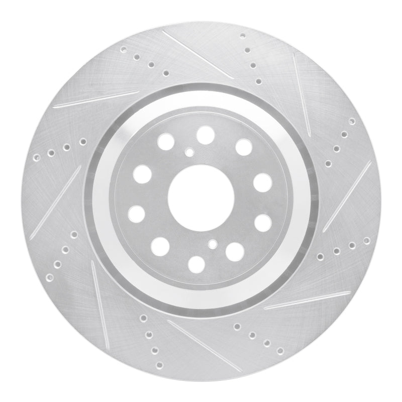 R1 Concepts R1 07-23 Lexus LS600h Right Front Drilled & Slotted Silver Brake Rotor