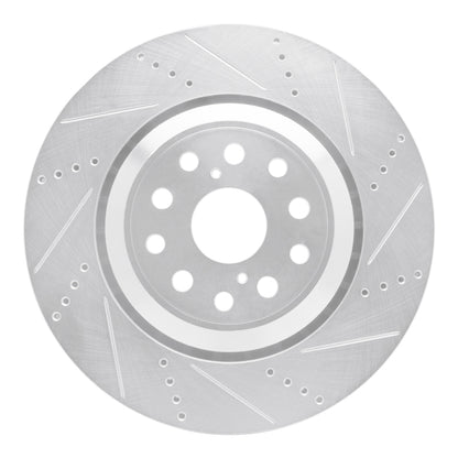 R1 Concepts R1 07-23 Lexus LS600h Right Front Drilled & Slotted Silver Brake Rotor