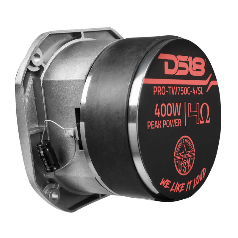 DS18 4in Super Bullet Tweeter 200 Watts RMS 1.5in Titanium Vc 4 ohm |Silver