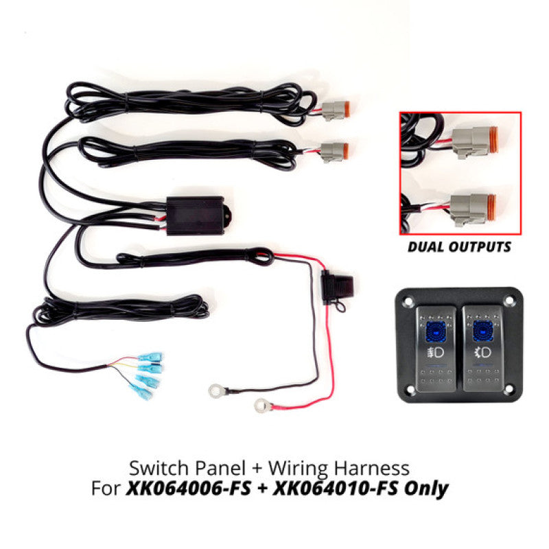 XKGLOW XK Glow 2 Button Switch Panel + 2 Output Wire for Fog Strobe Combo