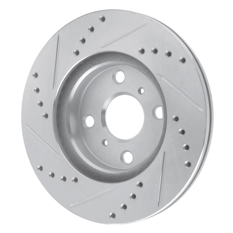 R1 Concepts R1 00-05 Toyota Echo Front Left Drilled & Slotted Silver Brake Rotor
