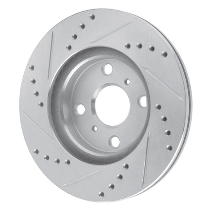 R1 Concepts R1 00-05 Toyota Echo Front Left Drilled & Slotted Silver Brake Rotor