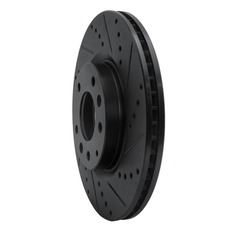 R1 Concepts R1 04-08 Mazda RX-8 Front Right Drilled & Slotted Black Brake Rotor