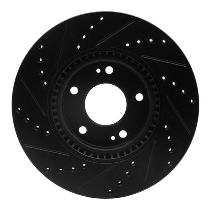 R1 Concepts R1 05-24 Hyundai Tucson Front Right Drilled & Slotted Black Brake Rotor