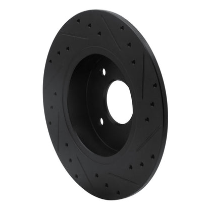 R1 Concepts R1 84-85 Nissan 300ZX Rear Left Drilled & Slotted Black Brake Rotor