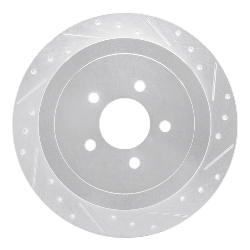 R1 Concepts R1 03-11 Lincoln Town Car Rear Right Drilled & Slotted Silver Brake Rotor