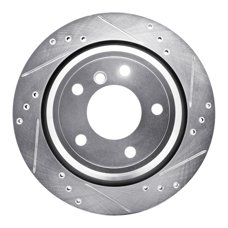 R1 Concepts R1 96-03 BMW 528I Rear Right Drilled & Slotted Silver Brake Rotor