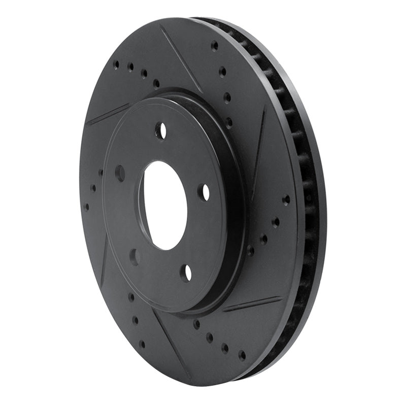 R1 Concepts R1 11-25 Chevrolet City Express Front Right Drilled & Slotted Black Brake Rotor