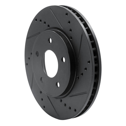 R1 Concepts R1 11-25 Chevrolet City Express Front Right Drilled & Slotted Black Brake Rotor