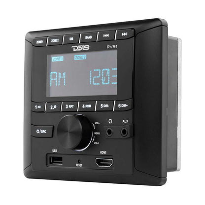 DS18 RV and Trailer Headunit w/ 2.75in LCD screen 2 Zones 4 volts Output HDMI BT RDS 4 x 50 Watts