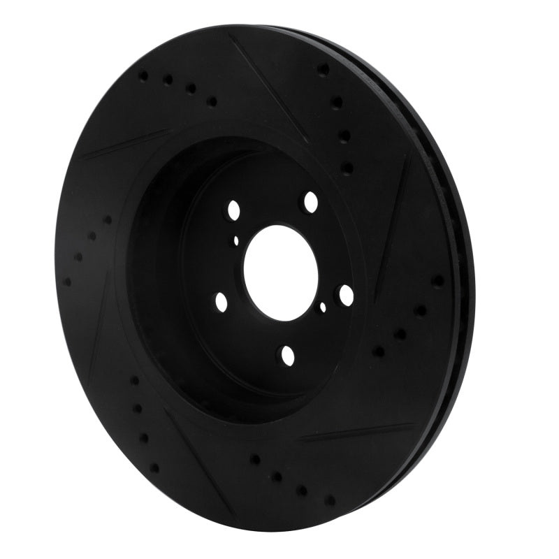 R1 Concepts R1 17-23 Subaru Crosstrek Front Left Drilled & Slotted Black Brake Rotor