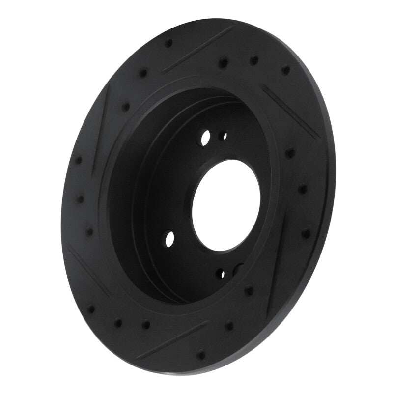 R1 Concepts R1 82-88 Nissan 280ZX Rear Right Drilled & Slotted Black Brake Rotor