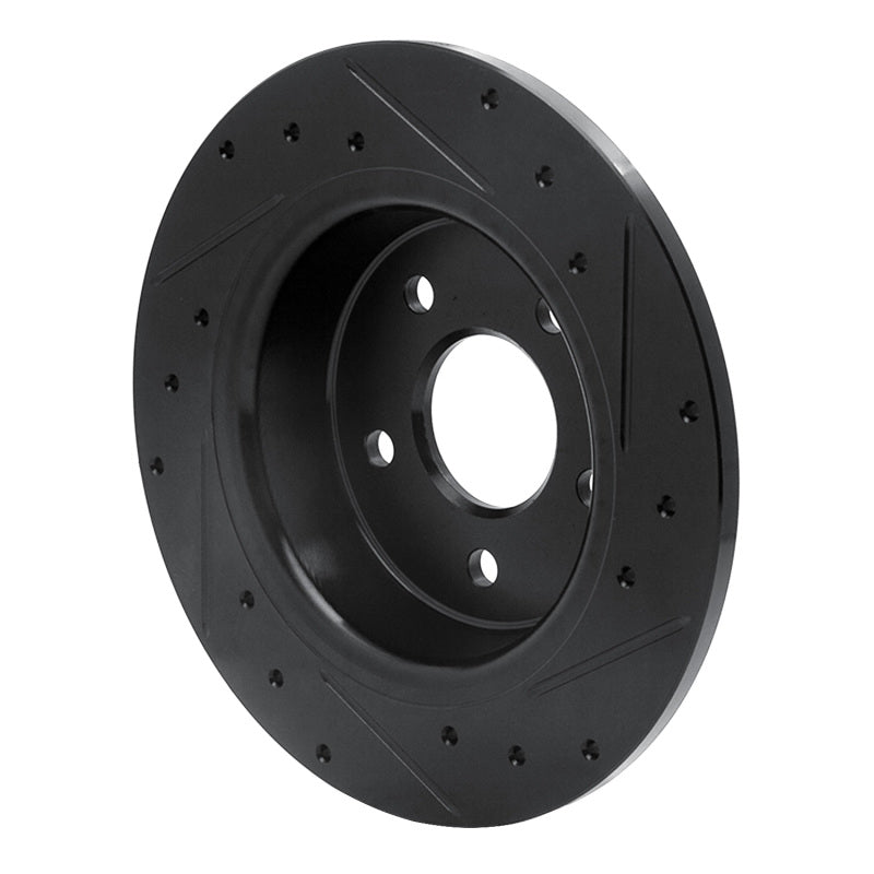 R1 Concepts R1 07-14 Suzuki SX4 CrossOVER Rear Left Drilled & Slotted Black Brake Rotor