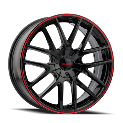 Touren 3260 TR60 17x7.5 / 4x100/114.3 BP / 42mm Offset / 67.1mm Hub Gloss Black w/ Red Ring Wheel