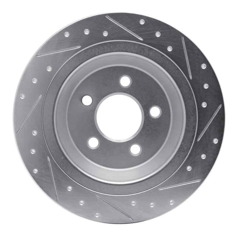 R1 Concepts R1 15-23 Ford Mustang Rear Left Drilled & Slotted Silver Brake Rotor