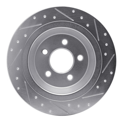 R1 Concepts R1 15-23 Ford Mustang Rear Left Drilled & Slotted Silver Brake Rotor