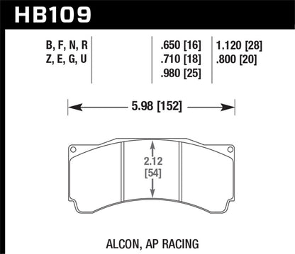 Hawk Performance Hawk AP Racing CP5810/5890/5895/6078 / Coleman Series IV DTC-70 Race Brake Pads