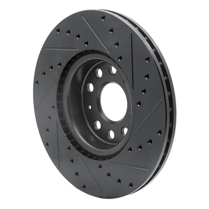 R1 Concepts R1 2005-2025 Audi A3 Sportback E-Tron Front Left Drilled & Slotted Black Brake Rotor