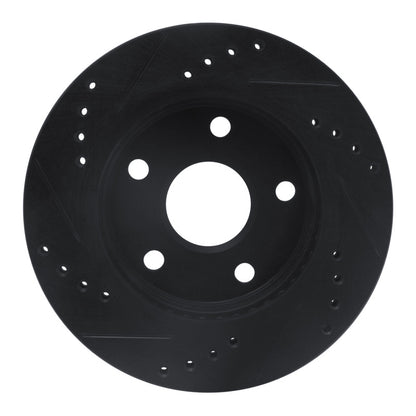 R1 Concepts R1 91-94 Toyota Previa Front Right Drilled & Slotted Black Brake Rotor