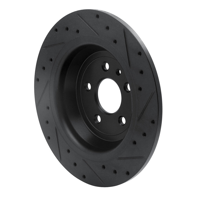 R1 Concepts R1 13-20 Ford Escape Rear Left Drilled & Slotted Black Brake Rotor