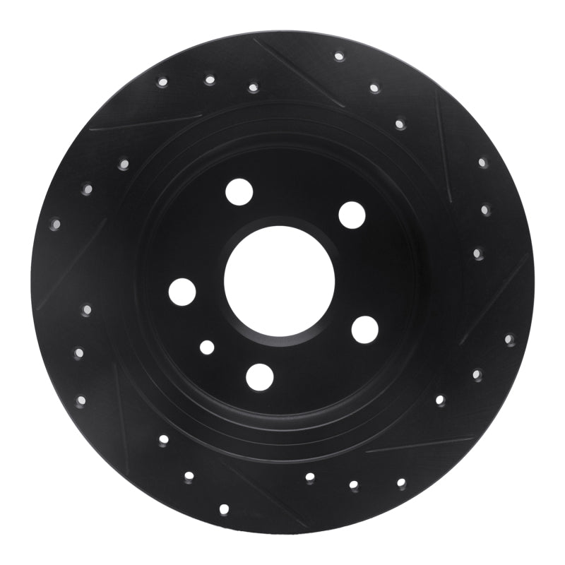 R1 Concepts R1 11-16 Buick Regal Rear Left Drilled & Slotted Black Brake Rotor