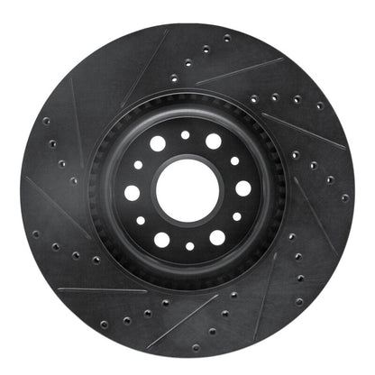 R1 Concepts R1 2017-2025 Buick Enclave Front Right Drilled & Slotted Black Brake Rotor