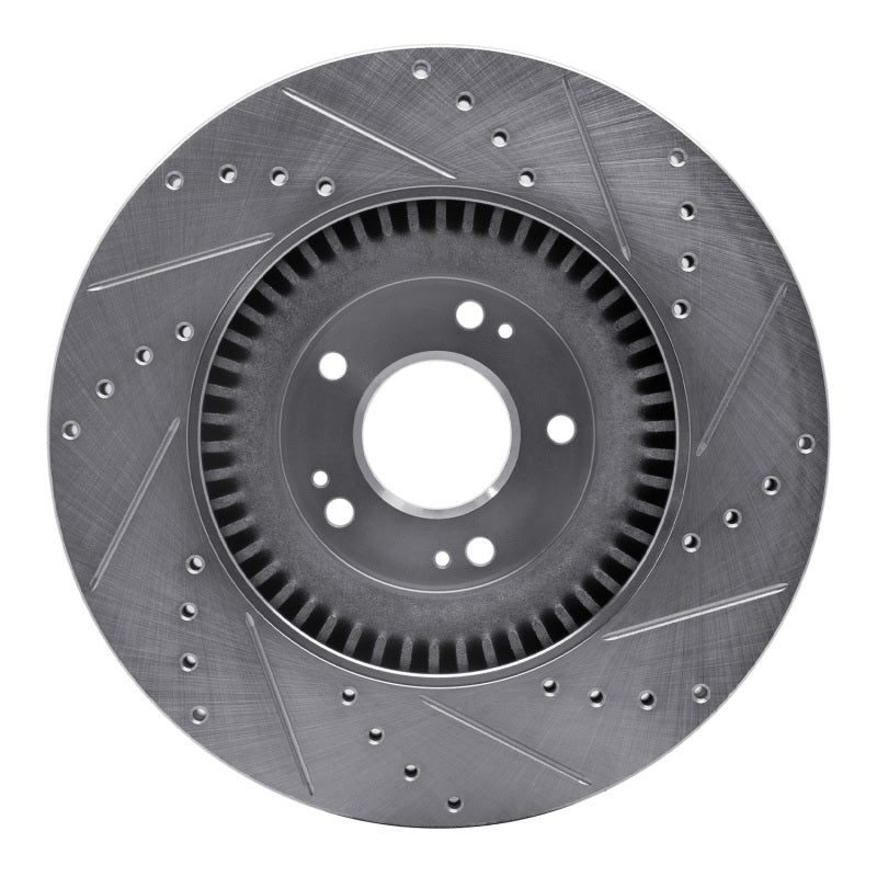 R1 Concepts R1 11-17 Genesis G80 Front Left Drilled & Slotted Silver Brake Rotor