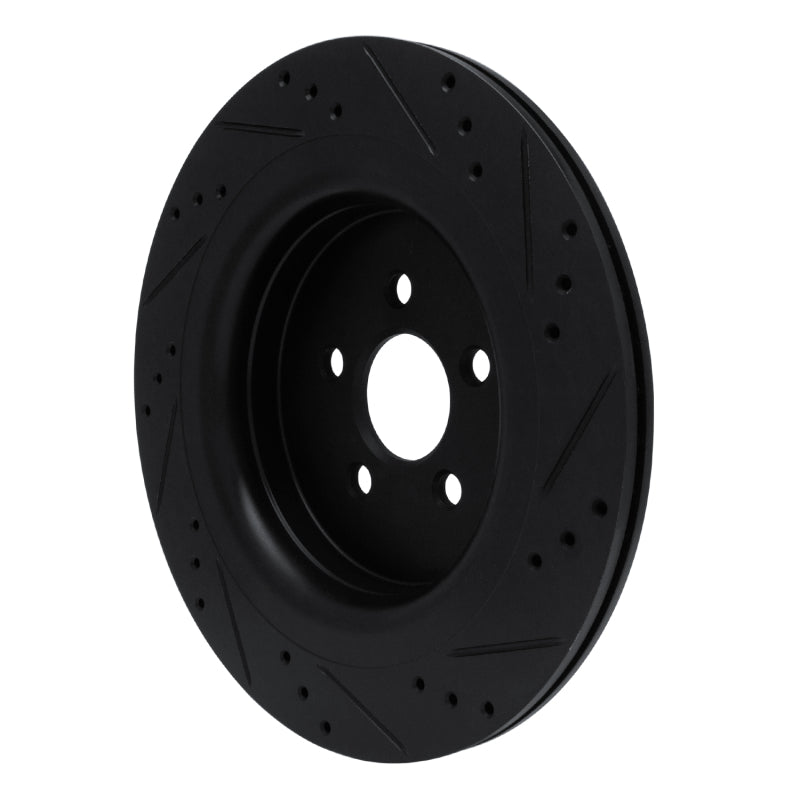 R1 Concepts R1 19-24 Ford Edge Rear Left Drilled & Slotted Black Brake Rotor