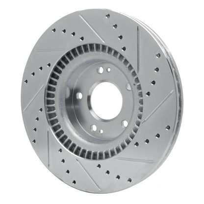 R1 Concepts R1 09-11 Hyundai Genesis Sedan Front Left Drilled & Slotted Silver Brake Rotor