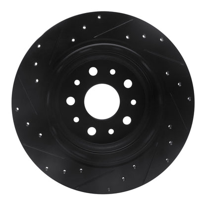 R1 Concepts R1 18-25 Jeep Wrangler Rear Right Drilled & Slotted Black Brake Rotor