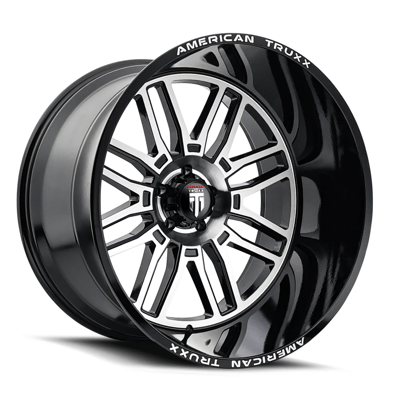 American Truxx AT1915 Restless 24x14 / 6x139.7 BP / -76mm Offset / 106mm Hub Gloss Blk Mach Wheel